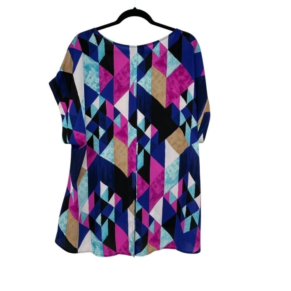 Lane Bryant Geometric Hi-Lo Split Back Blouse Zipper Detail‎ Plus Size 18/20 - Picture 4 of 10